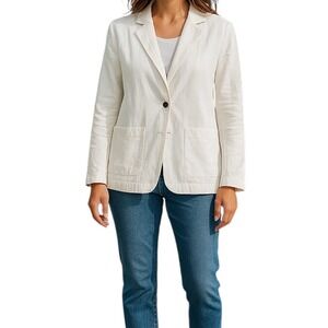 Marine Layer White Single-Button Blazer, medium